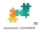 Five pieces puzzle infographic. Puzzle pieces vector set. Puzzle jigsaw on white background. Set of puzzle pieces. Vector illustration