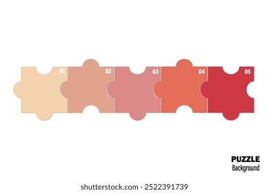Cinco peças de infográfico de quebra-cabeça. Conjunto de vetor de peças de quebra-cabeça. Quebra-cabeça em fundo branco. Conjunto de peças de quebra-cabeça. Ilustração vetorial
