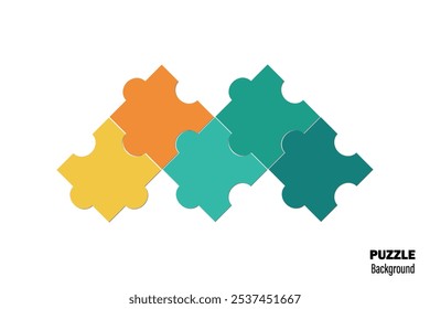 Five pieces puzzle infographic. Puzzle pieces vector set. Puzzle jigsaw on white background. Set of puzzle pieces. Vector illustration
