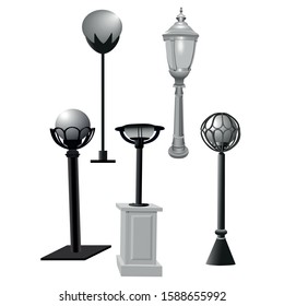 Five pieces of Vector Street Lamps