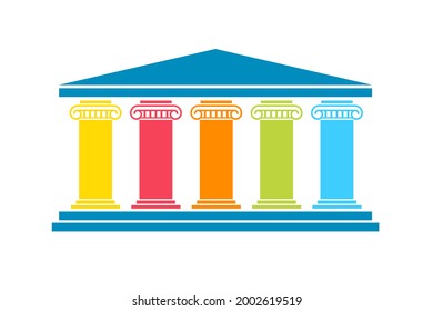 Five Pillars Diagram. Clipart Image Isolated On White Background