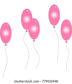 five pink balloons