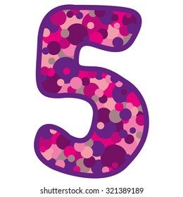 five pink button on white background