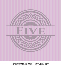 Five pink emblem. Vector Illustration. Detailed.
