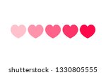 five pink hearts increasing saturation