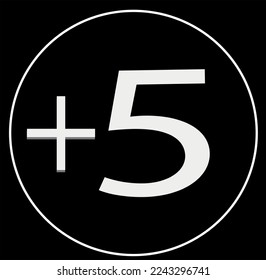 five plus white color. with addition sum in a black speech bubble on a black background