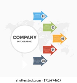 Five Point Infographic Element Business Strategy with Icon and Number