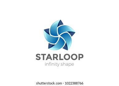 Five point Star abstract Logo looped shape design vector template. Infinity Loop Teamwork Social Logotype icon.