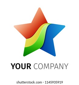 Five point Star Logo design ribbon