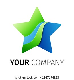 Five point Star Logo design ribbon