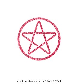 Five point star vector icon with hand drawn lines texture.