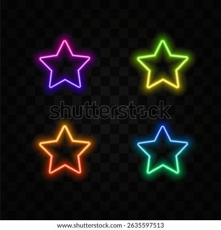Five Point Star vector icon. Isolated golden star, flat symbol of classification. neon style..