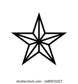 Five pointed black star vector icon on white