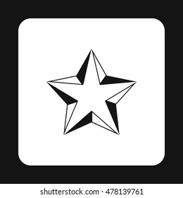 Five pointed convex star icon in simple style isolated on white background. Figure symbol