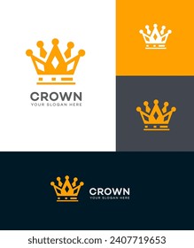 plantilla vectorial de logotipo de corona de cinco puntas