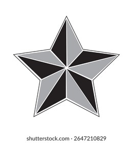 Estrela de cata-vento de cinco pontas isolada sobre fundo branco.
