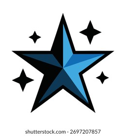 Estrella de cinco puntas con brillo de destellos azules