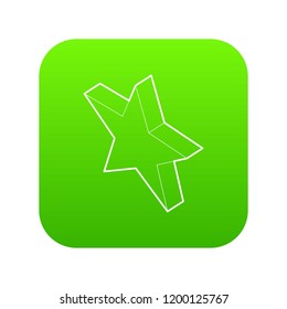 Five pointed star icon green vector isolated on white background