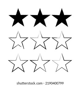 Five pointed star icons in flat style. Star icon. Vector illustration. Stock image. 