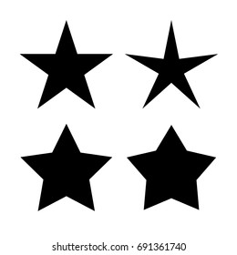 Five pointed star icons set