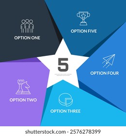Five pointed star infographic poster. Business Presentation, Banner, Brochure and Plan. Vector illustration.