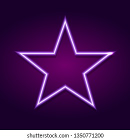 Five pointed star line icon. Elements of Stars in neon style icons.