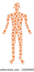 Five pointed star man representation. Vector five pointed star icons are composed into human composition.