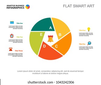 Five Points Process Chart Slide Template. Business Data. Strategy, Plan, Design. Creative Concept For Infographic, Project. Can Be Used For Topics Like Insurance, Consulting, Training.