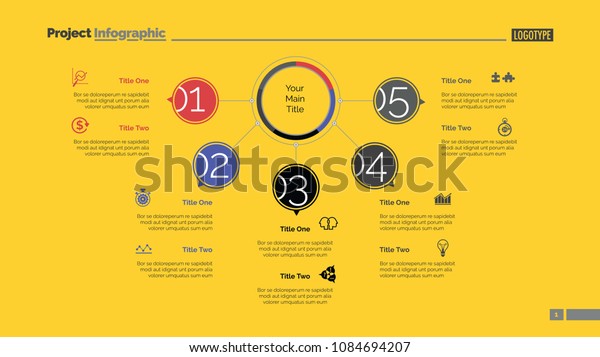 Five Points Process Chart Slide Template Stock Vector (Royalty Free ...