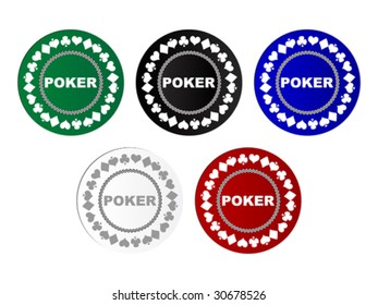 five poker chips vector illustration