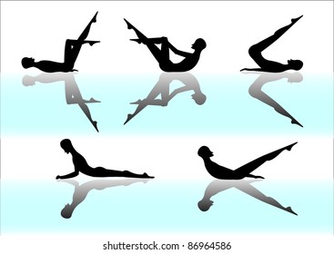 Five postures of pilates by vector