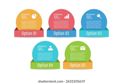 Five processes or steps vector infographic template. Presentation slide template with icons