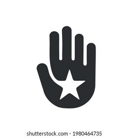 Five Raised Hands With Stars