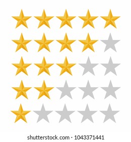 Cinco estrellas de clasificación. Revisión, calificación, calidad y concepto de nivel del cliente. Vector