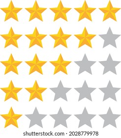 Five rating star. Customer review, rating, quality and level concept. Vector. eps