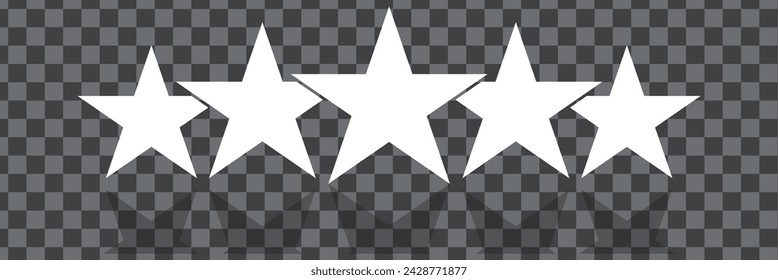 Five rating stars icon for review product, internet website and mobile application on Transparent background vector design