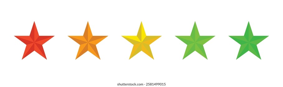 Five Rating Stars in Red, Orange, Yellow, and Green