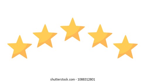 Five rating yellow stars icon in arch form. Vector illustration