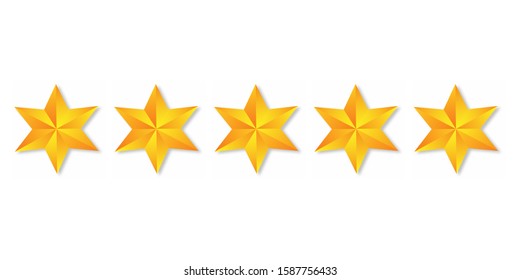 Five realistic stars Isolated on white background - stock vector illustration