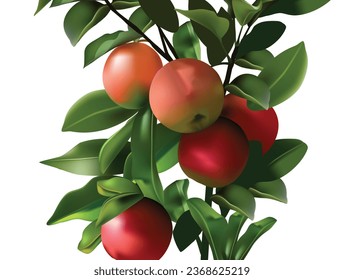 Five red apple with green leaves. Suitable for background design, leaflet, booklet and any purpose of avertisement design.