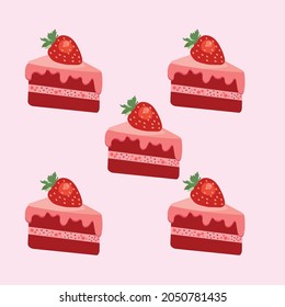five red cake on pink background