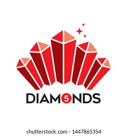 Five Red Diamonds Simple Flat Vector Logo Template