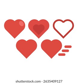 five red hearth love vector style