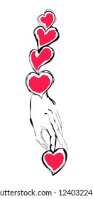 Five red hearts