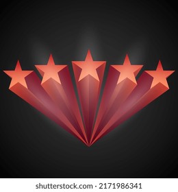 five red star 3d rating icon design. doodle icon drawing. vector illustration draw