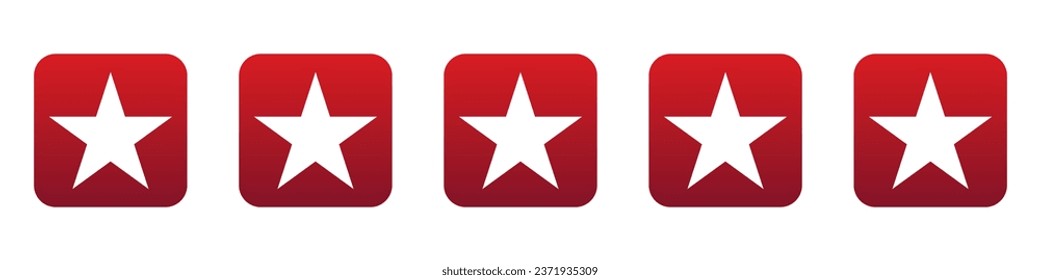 Five Red Star Rating. 5 red stars for product review, ranking, feedback, service