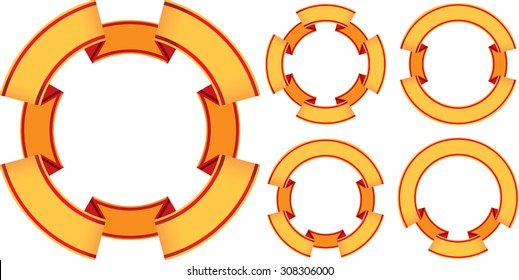 Five ribbons coiled into the circle with blank space for text