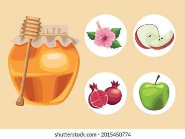 five rosh hashanah set icons