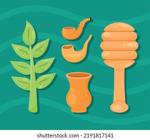 five rosh hashanah set icons