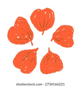 Five Scattered Red Nasturtium Petals